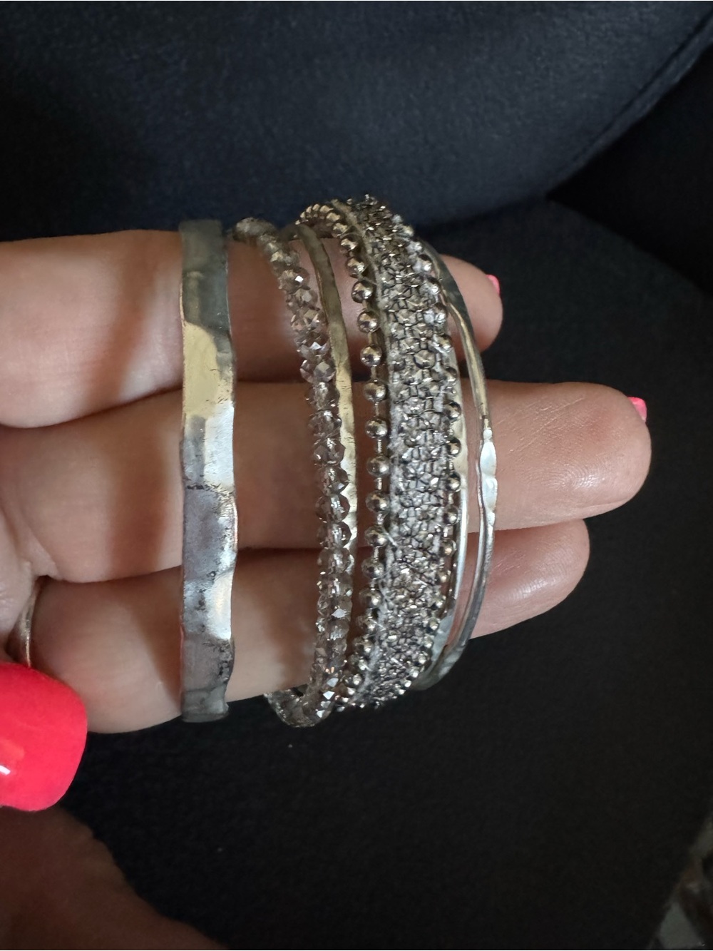 Silver Multi-Stack Bracelet Set - Silver - Picture 3 of 5